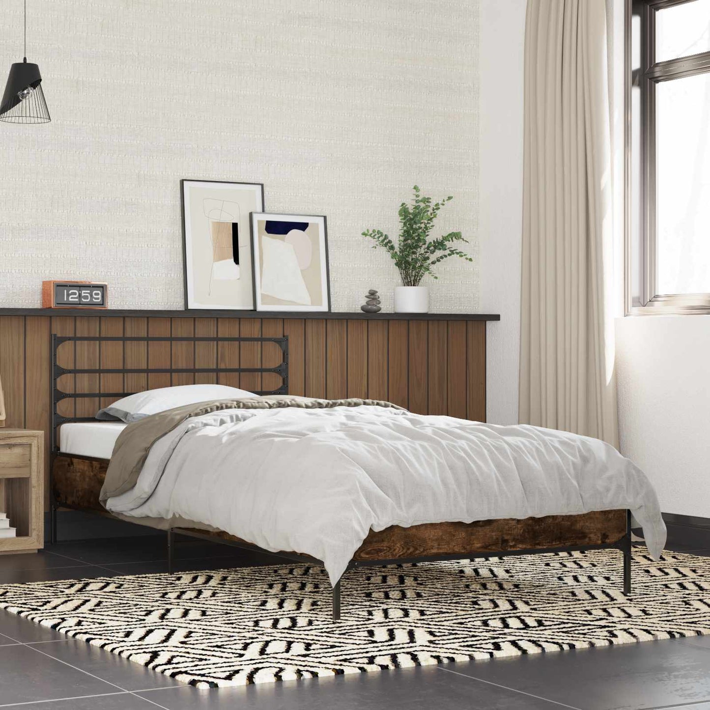 vidaXL Bed Frame Smoked Oak 80 x 200 cm Engineered Wood