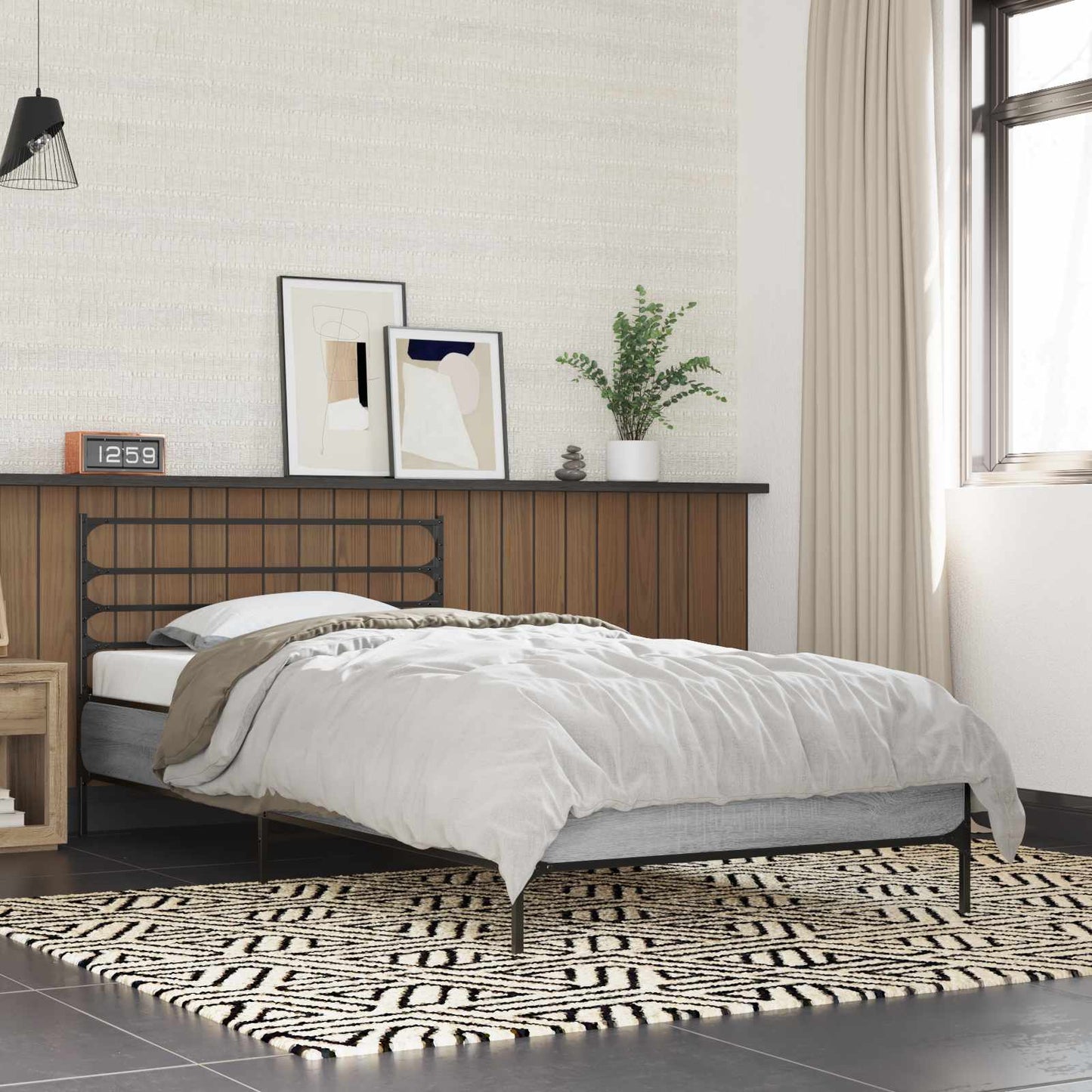 vidaXL Bed Frame Grey Sonoma 80 x 200 cm Engineered Wood