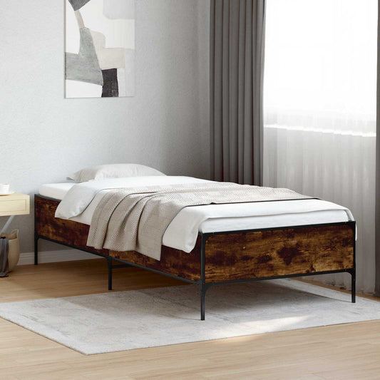 vidaXL Bed Frame Smoke Oak 80 x 200 cm Engineered Wood