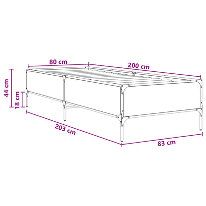 vidaXL Bed Frame Smoke Oak 80 x 200 cm Engineered Wood
