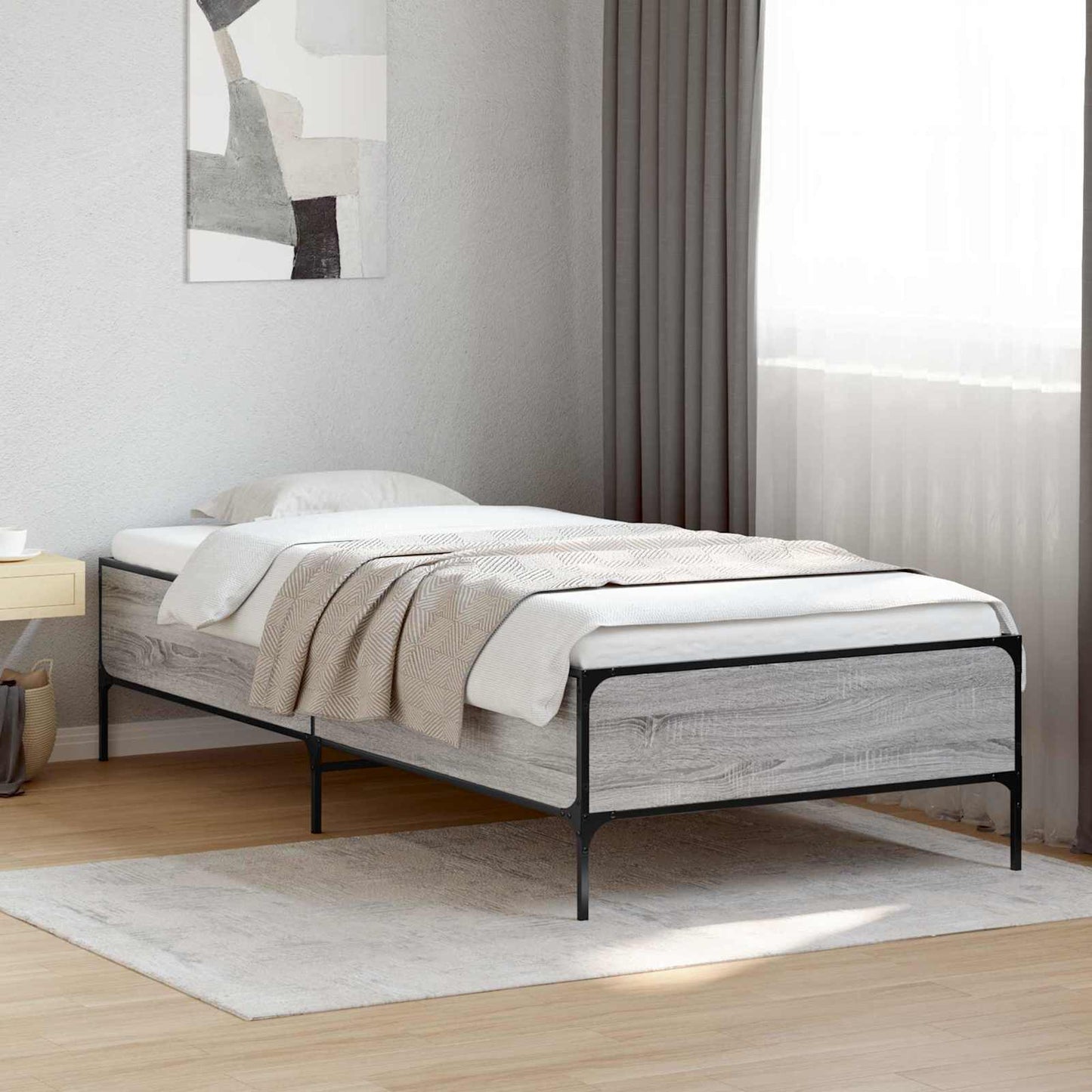vidaXL Bed Frame Grey Sonoma 80 x 200 cm Engineered Wood