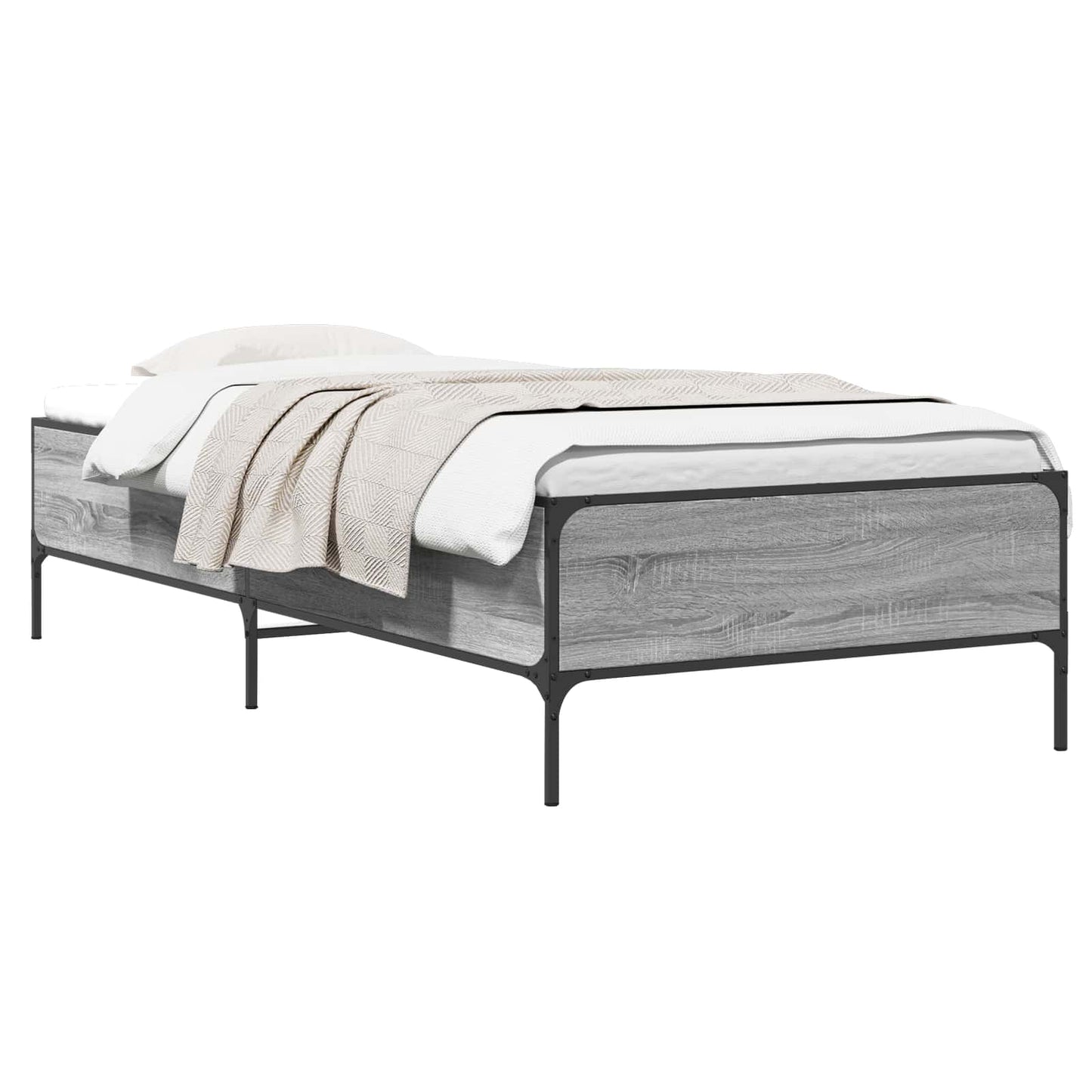 vidaXL Bed Frame Grey Sonoma 80 x 200 cm Engineered Wood