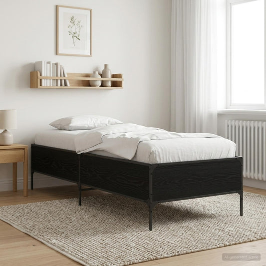 vidaXL Bed Frame Black Oak 80 x 200 cm Engineered Wood