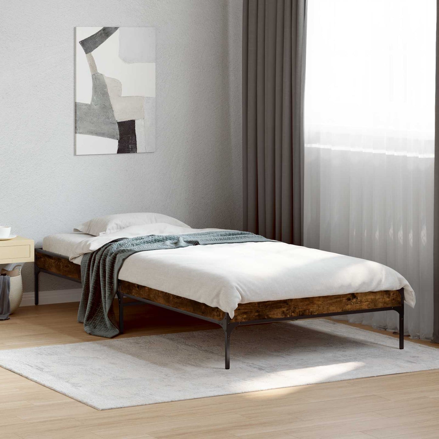 vidaXL Bed Frame Smoke Oak 80 x 200 cm Engineered Wood