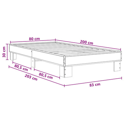 vidaXL Bed Frame Smoke Oak 80 x 200 cm Engineered Wood