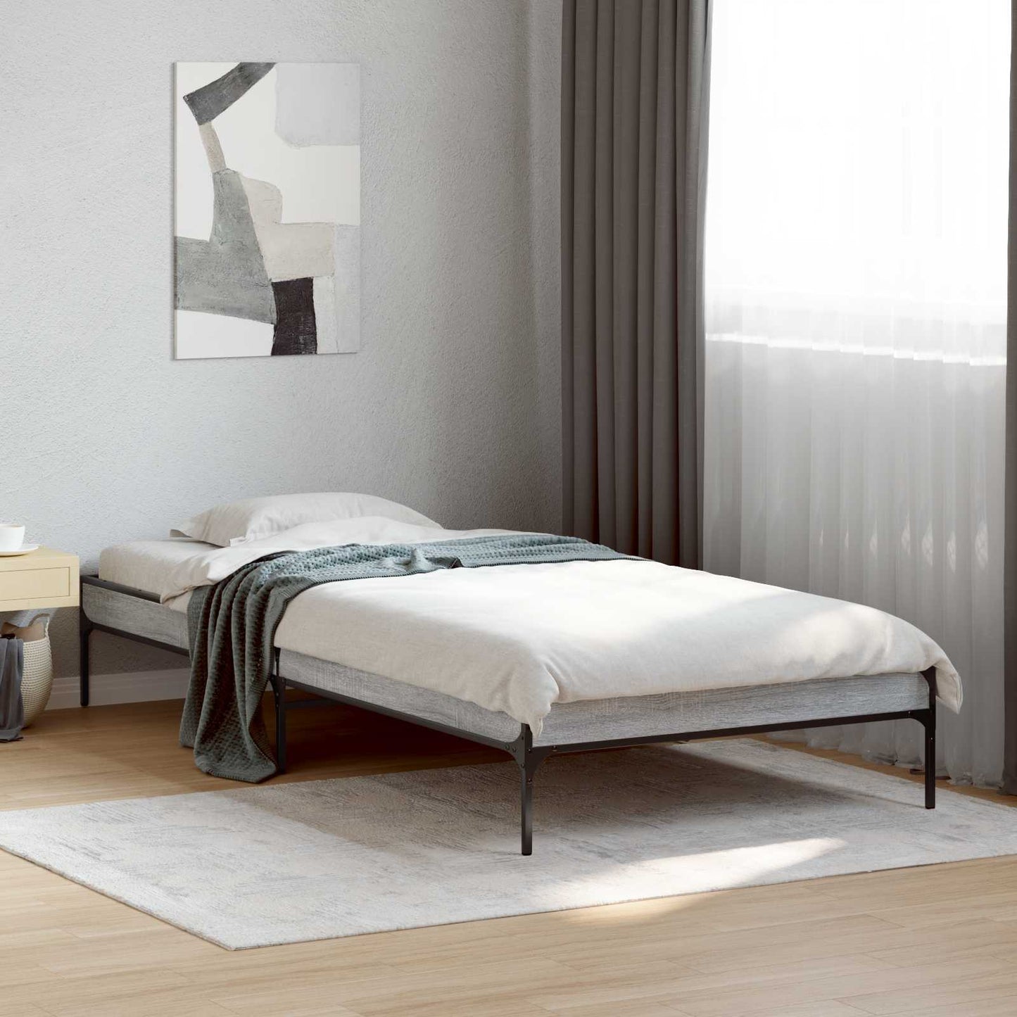 vidaXL Bed Frame Grey Sonoma 80 x 200 cm Engineered Wood