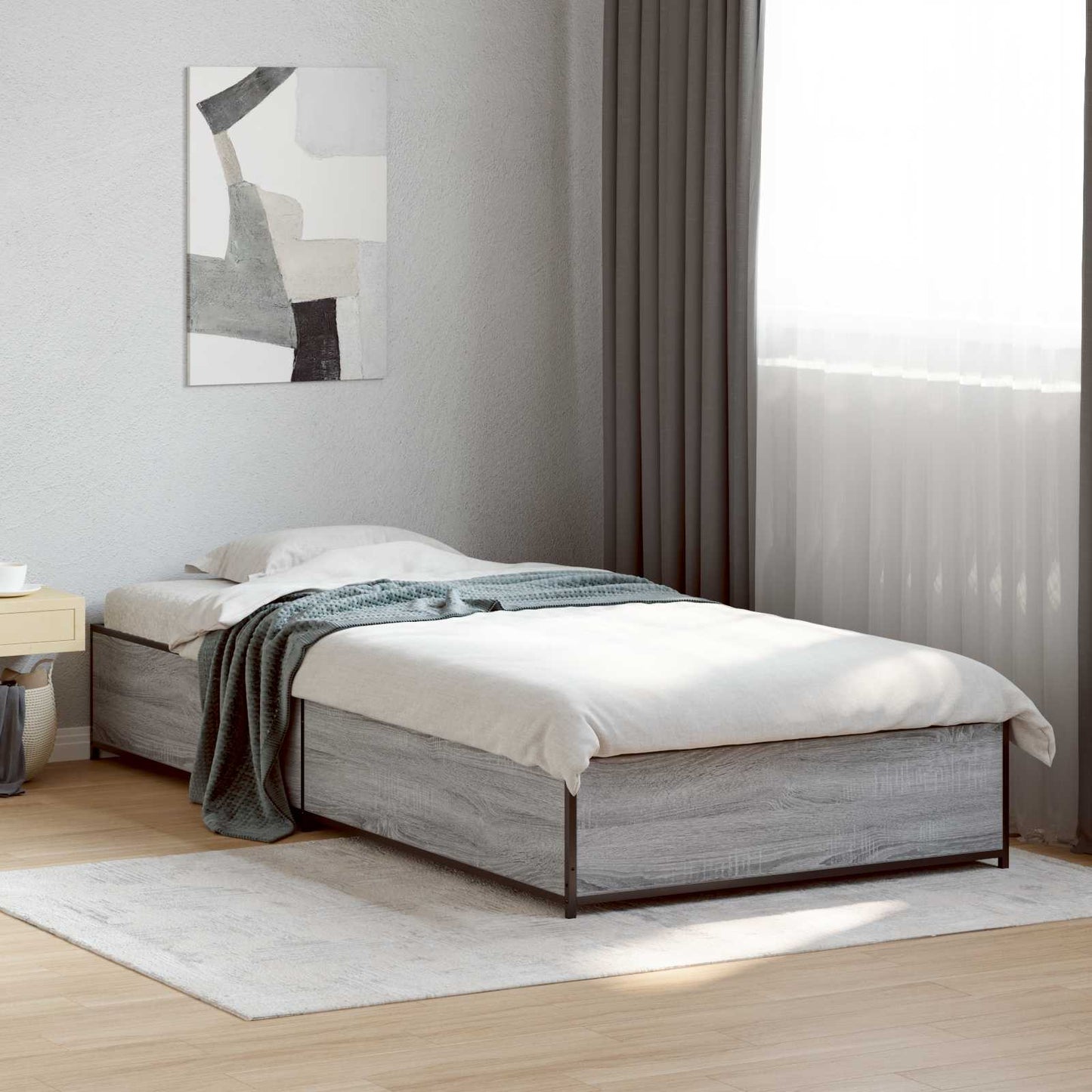 vidaXL Bed Frame Grey Sonoma 80 x 200 cm Engineered Wood