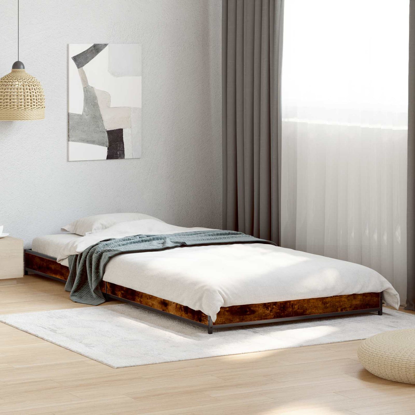 vidaXL Bed Frame Smoked Oak 80 x 200 cm Engineered Wood