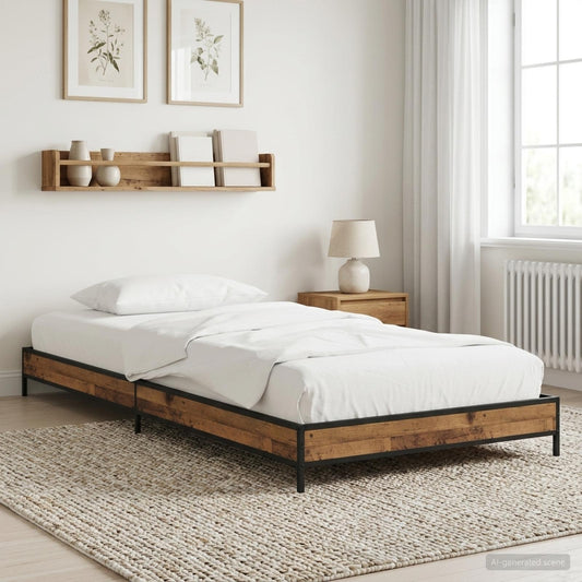 vidaXL Bed Frame Old Wood 80 x 200 cm Engineered Wood