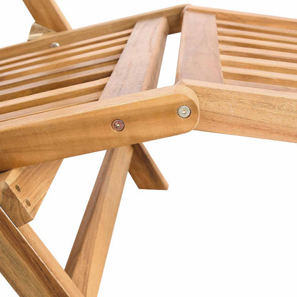 vidaXL Folding Deck Chair Natural Solid Teak Wood