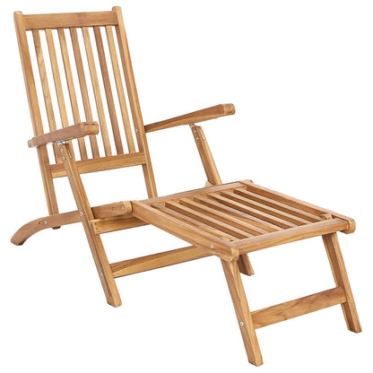 vidaXL Folding Deck Chair Natural Solid Teak Wood