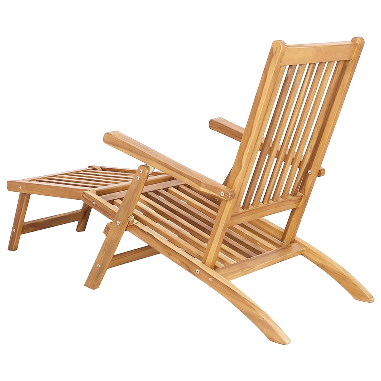 vidaXL Folding Deck Chair Natural Solid Teak Wood