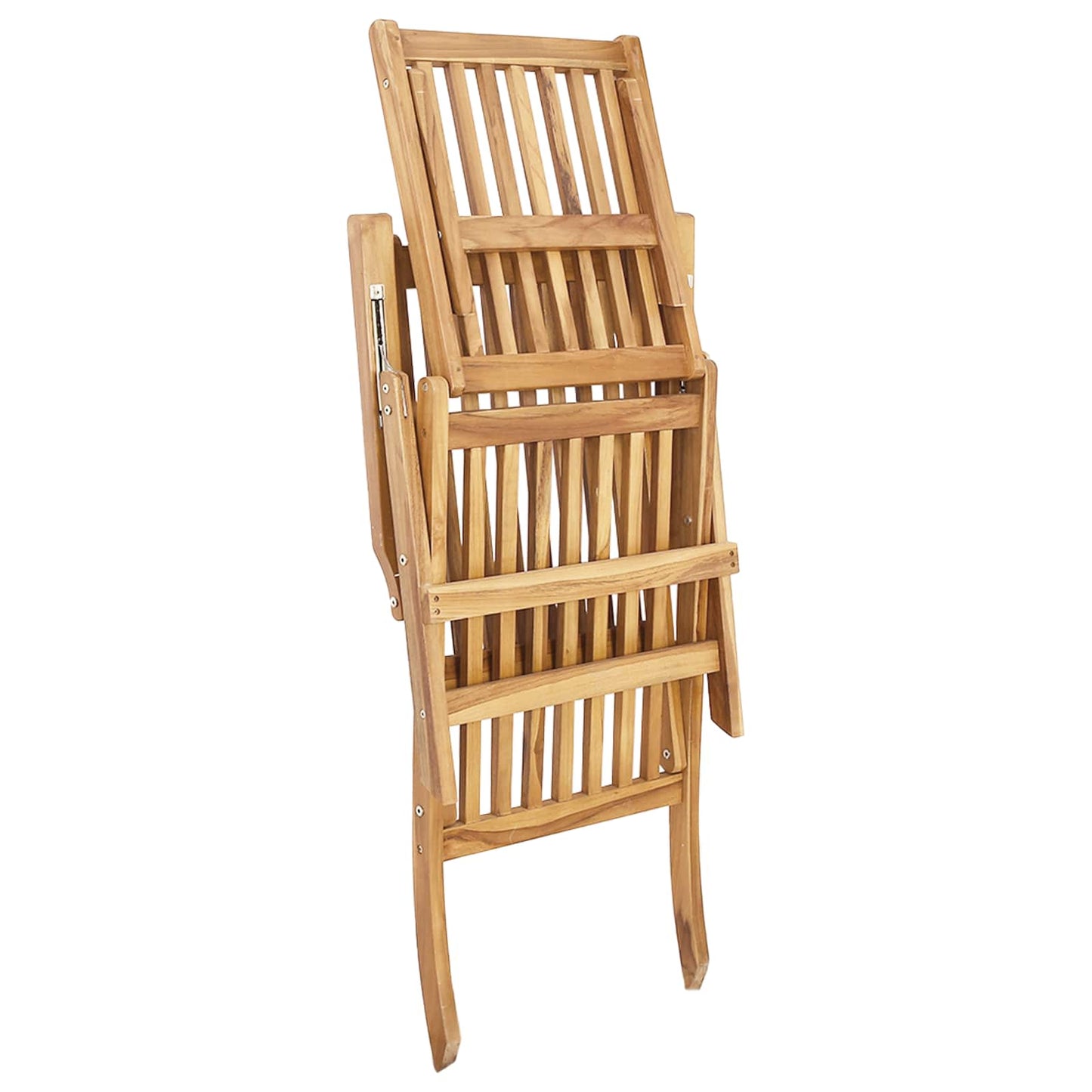 vidaXL Folding Deck Chair Natural Solid Teak Wood