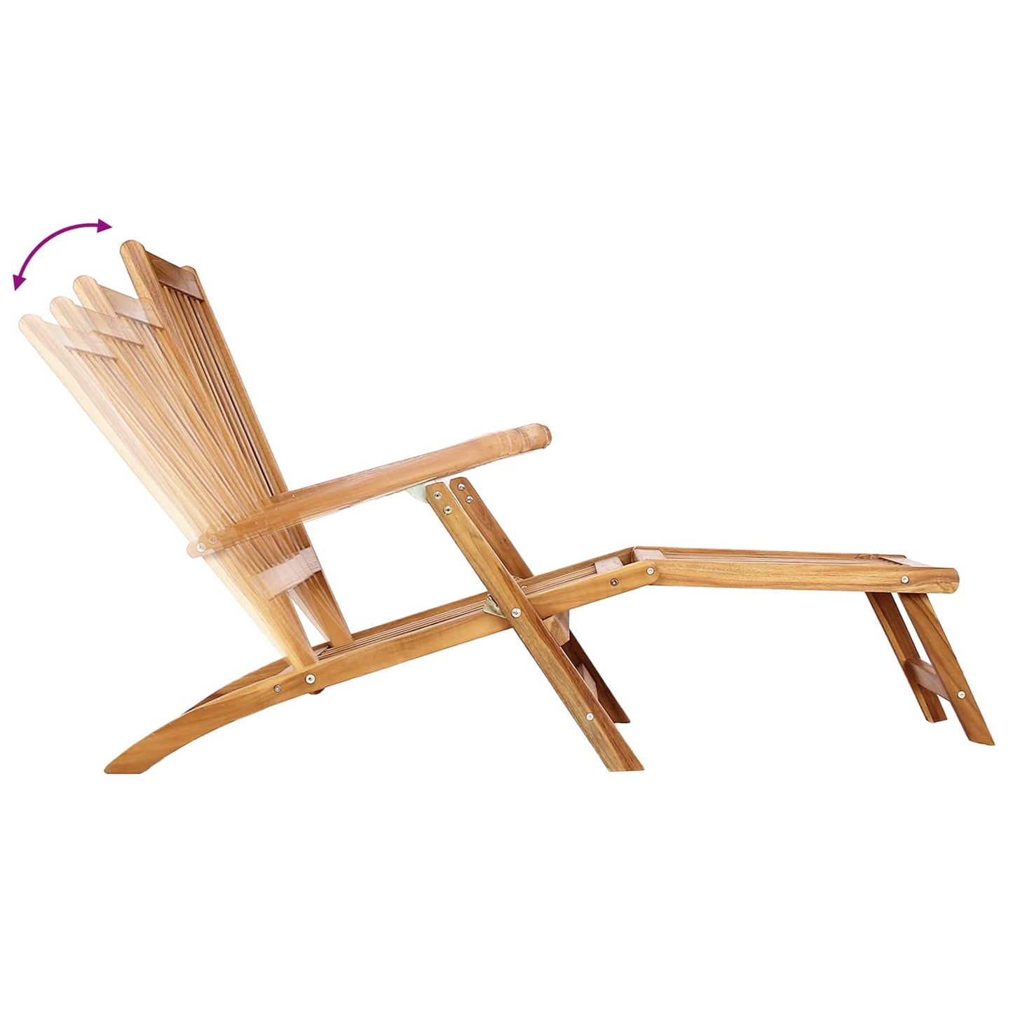 vidaXL Folding Deck Chair Natural Solid Teak Wood