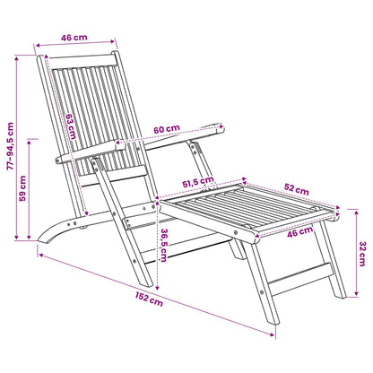 vidaXL Folding Deck Chair Natural Solid Teak Wood