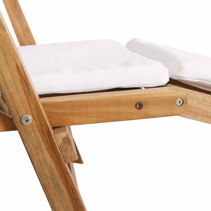 vidaXL Folding Deck Chair with Cushion White Solid Teak Wood