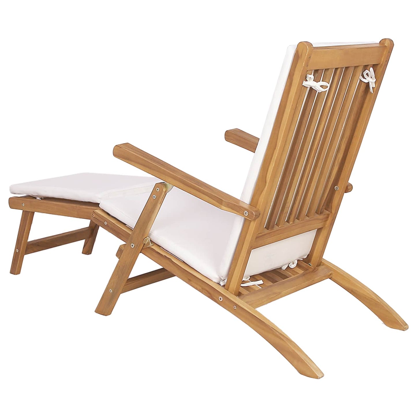 vidaXL Folding Deck Chair with Cushion White Solid Teak Wood