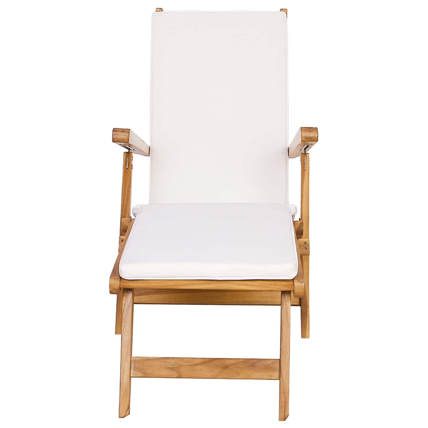 vidaXL Folding Deck Chair with Cushion White Solid Teak Wood