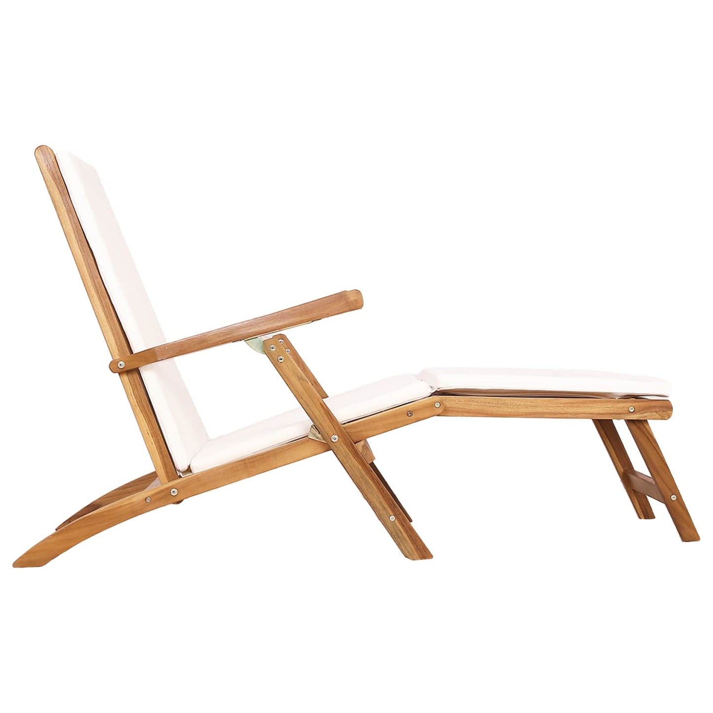vidaXL Folding Deck Chair with Cushion White Solid Teak Wood