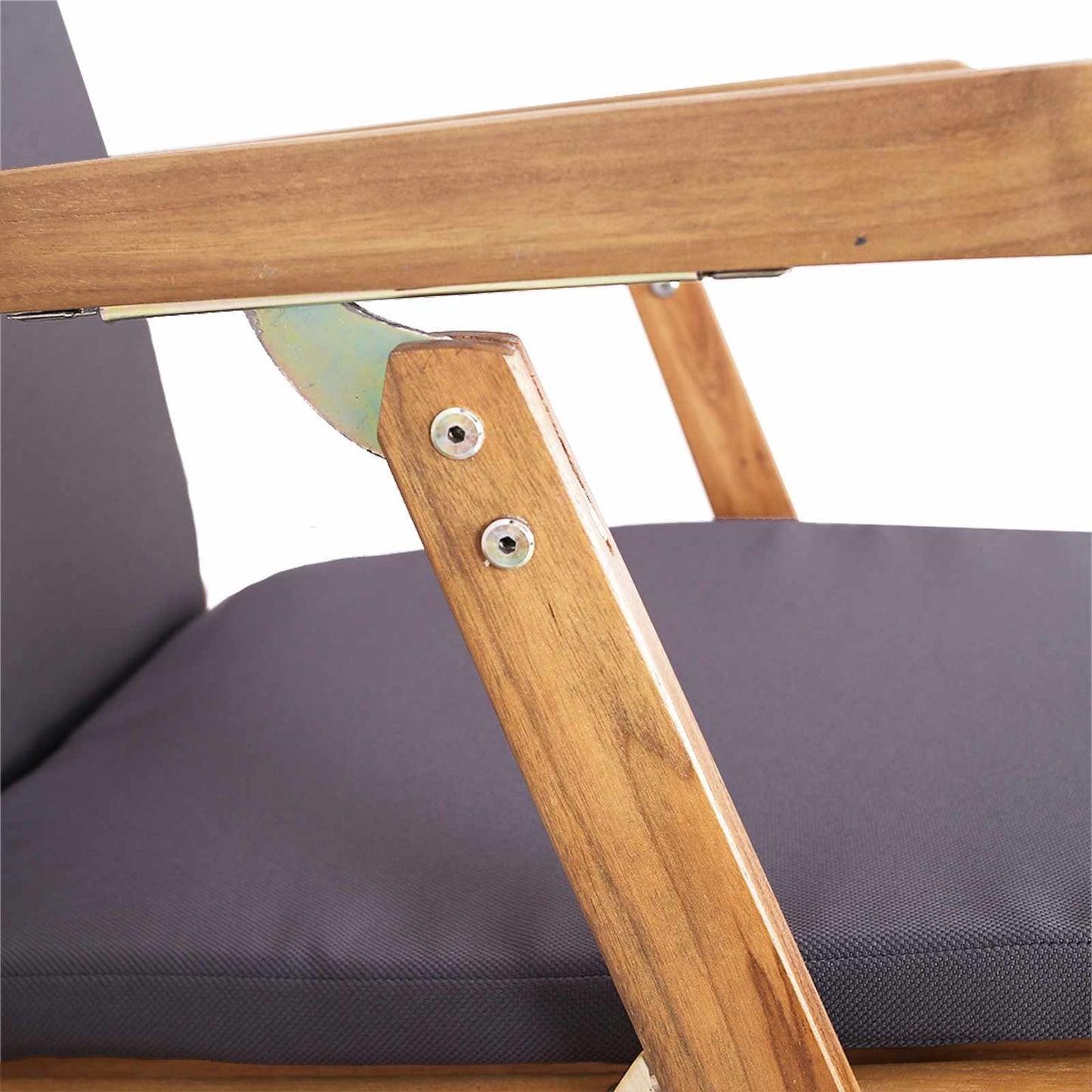 vidaXL Folding Deck Chair with Cushion Dark Grey Solid Teak Wood
