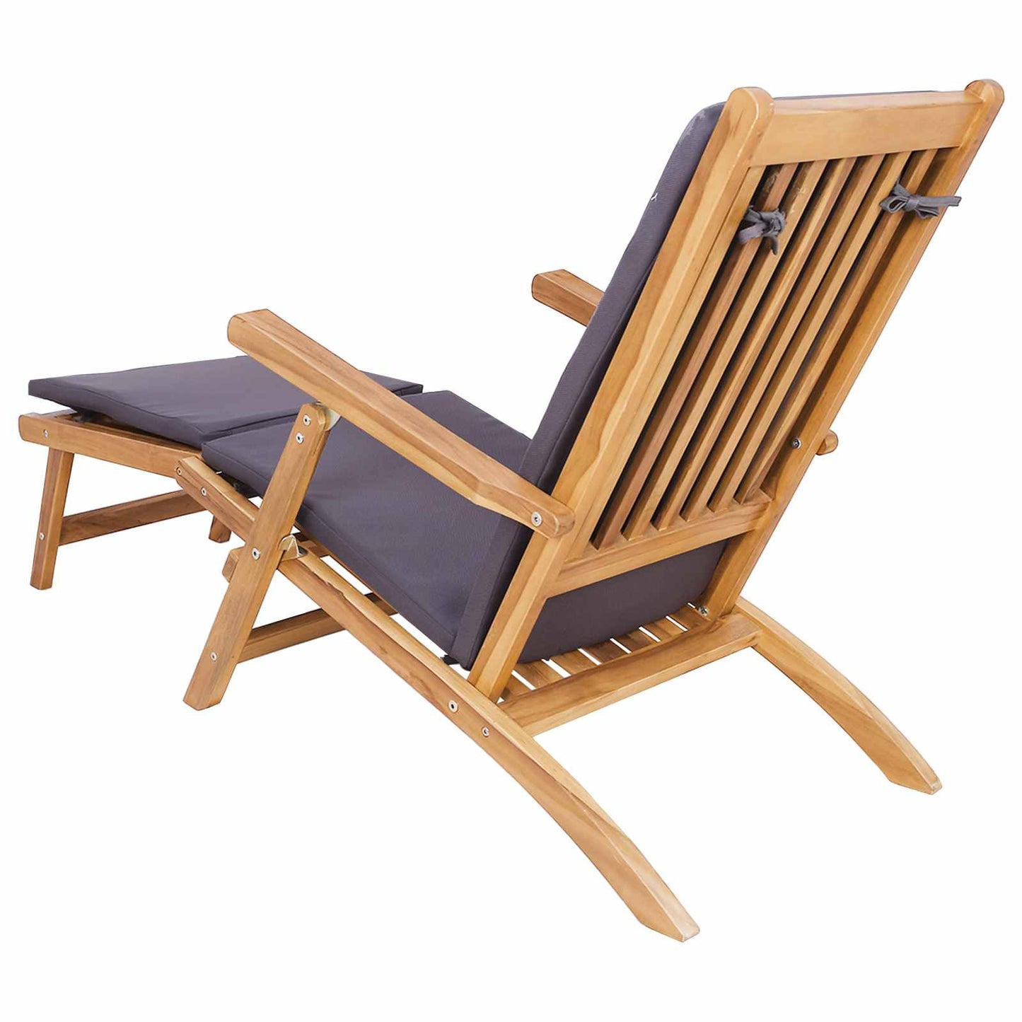 vidaXL Folding Deck Chair with Cushion Dark Grey Solid Teak Wood