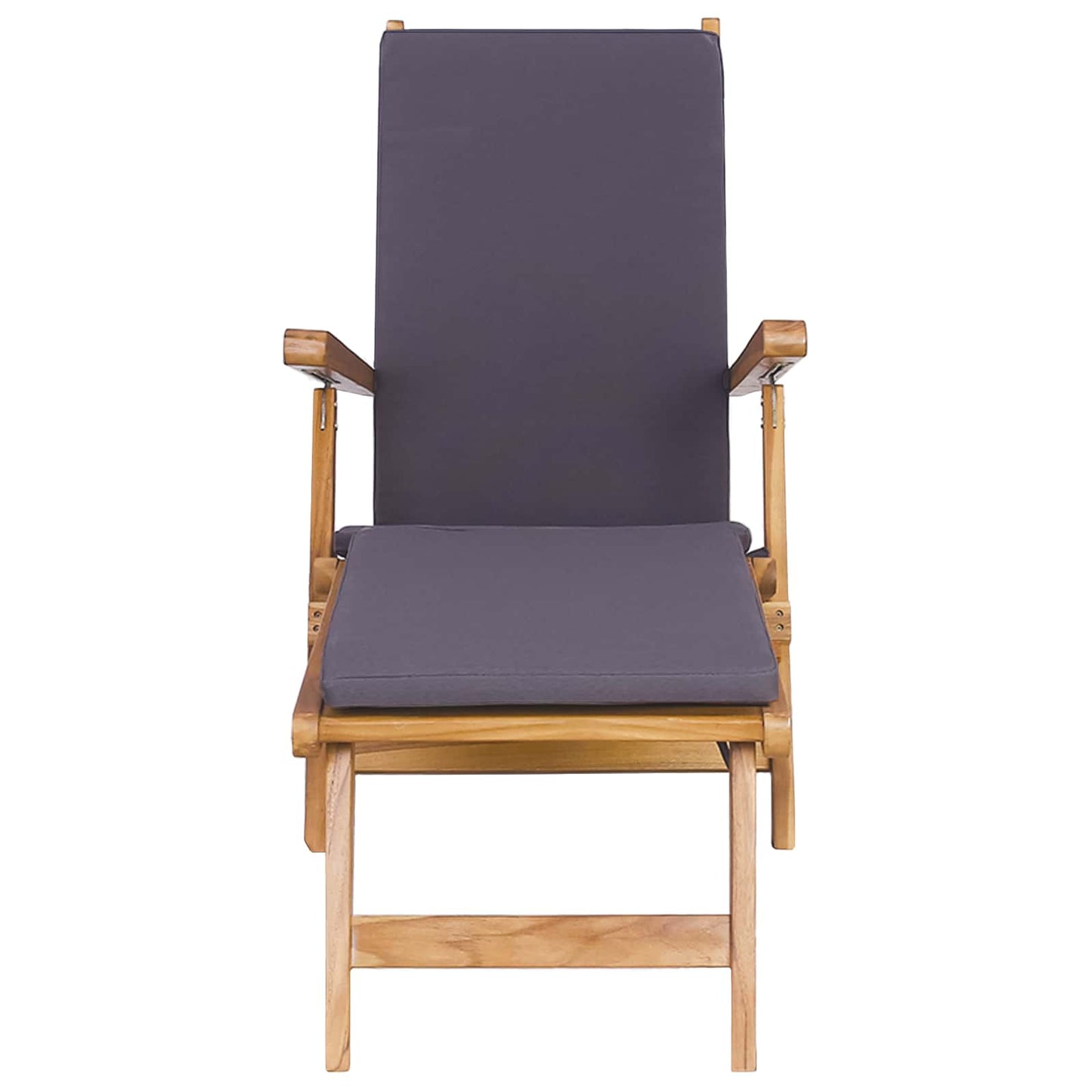 vidaXL Folding Deck Chair with Cushion Dark Grey Solid Teak Wood