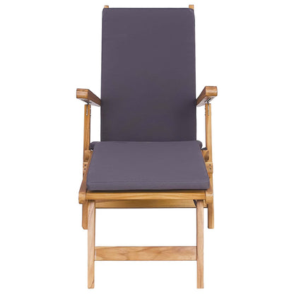 vidaXL Folding Deck Chair with Cushion Dark Grey Solid Teak Wood