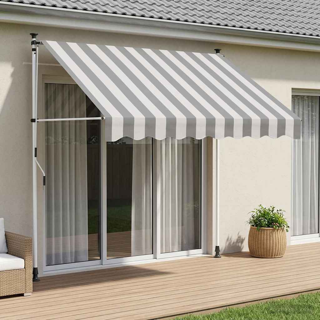 vidaXL Manual Retractable Awning Anthracite and White 400 cm