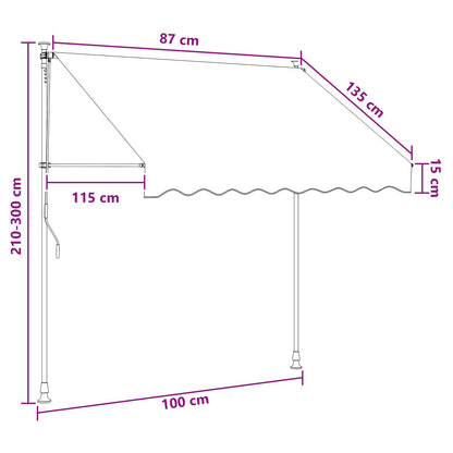 vidaXL Manual Retractable Awning Beige 100 cm