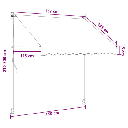 vidaXL Manual Retractable Awning Beige 150 cm