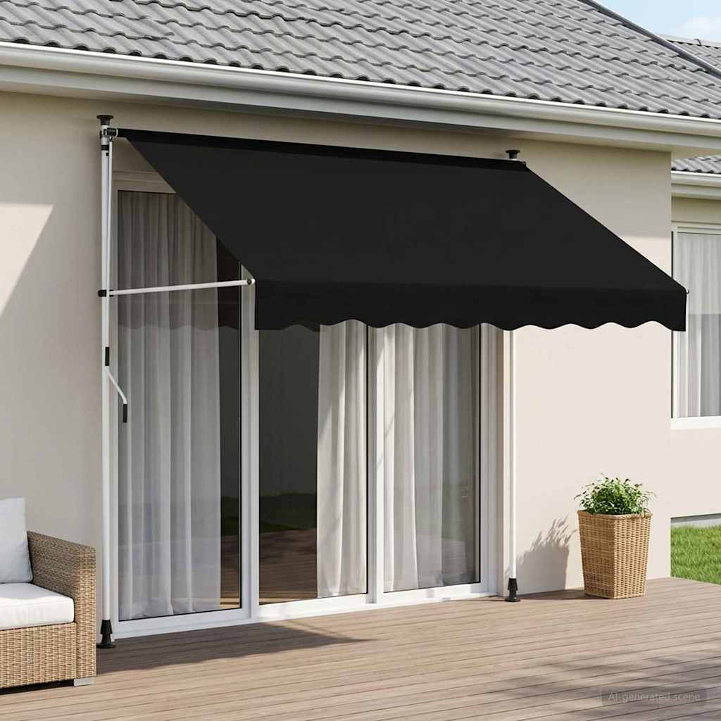 vidaXL Manual Retractable Awning Black 100 cm