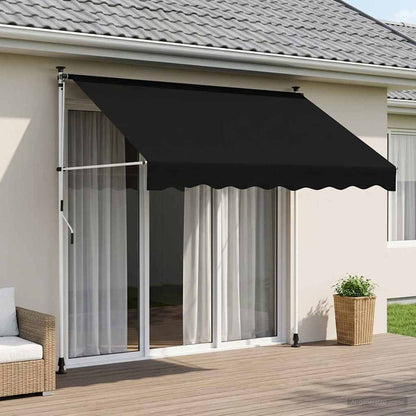 vidaXL Manual Retractable Awning Black 100 cm