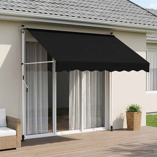 vidaXL Manual Retractable Awning Black 100 cm