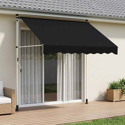 vidaXL Manual Retractable Awning Black 150 cm