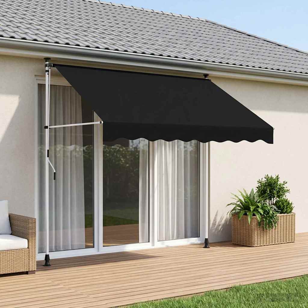 vidaXL Manual Retractable Awning Black 250 cm