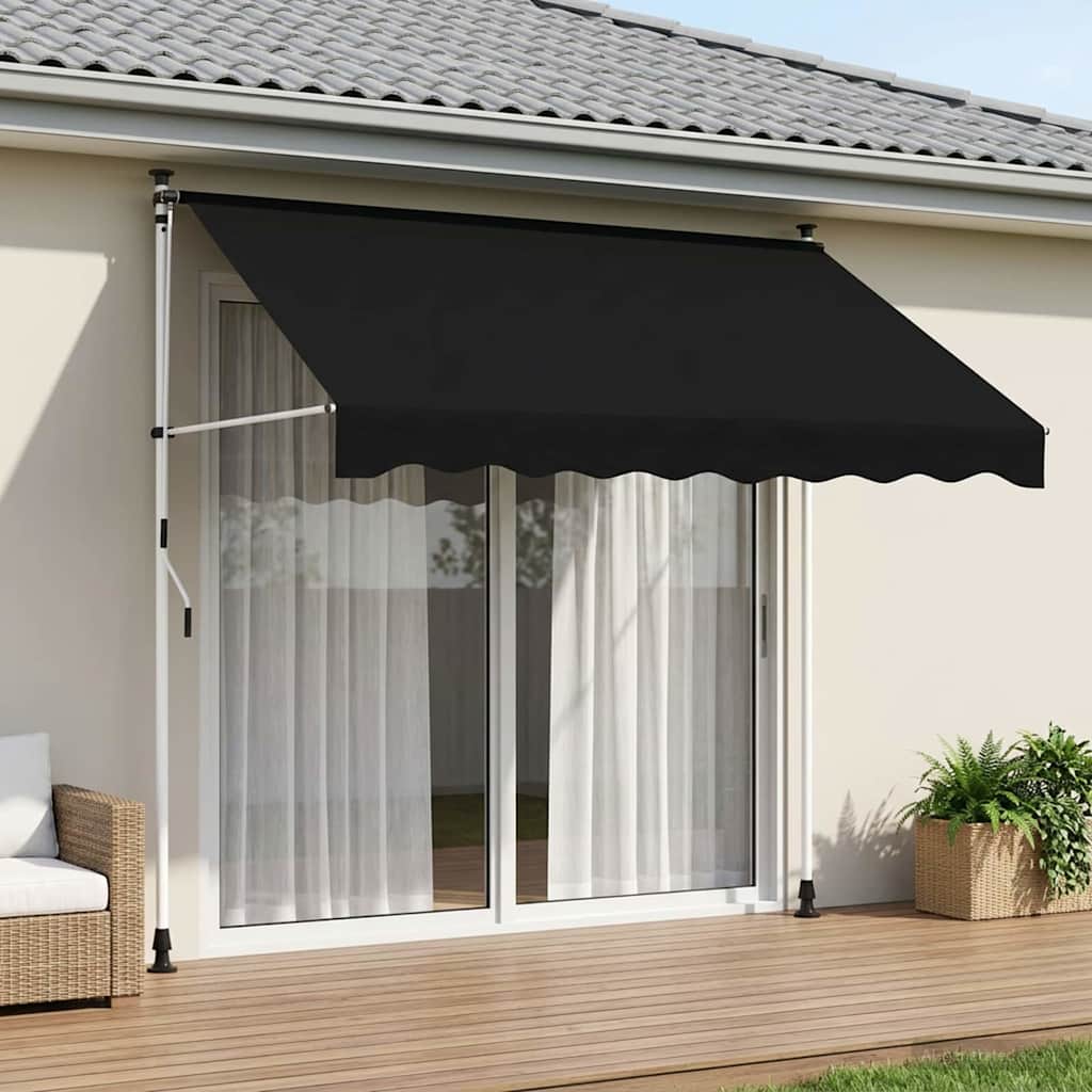 vidaXL Manual Retractable Awning Black 300 cm