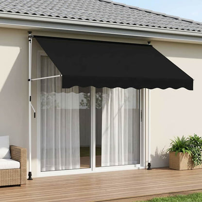vidaXL Manual Retractable Awning Black 300 cm