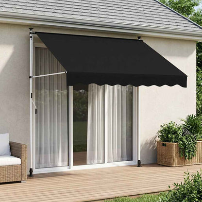 vidaXL Manual Retractable Awning Black 350 cm