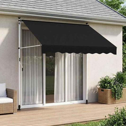 vidaXL Manual Retractable Awning Black 350 cm