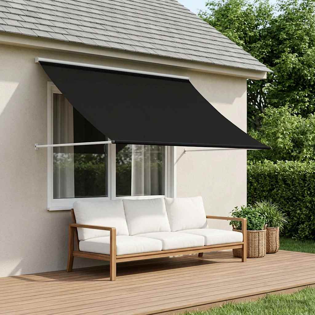vidaXL Awning Black 250 x 150 cm 180 g / m² Polyester with PU Coated