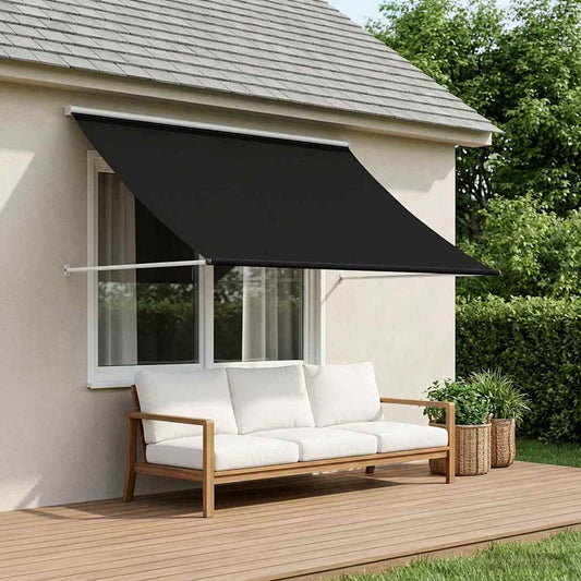 vidaXL Awning Black 250 x 150 cm 180 g / m² Polyester with PU Coated