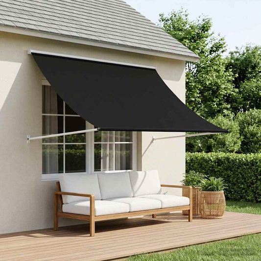 vidaXL Awning Black 350 x 150 cm 180 g / m² Polyester with PU Coated