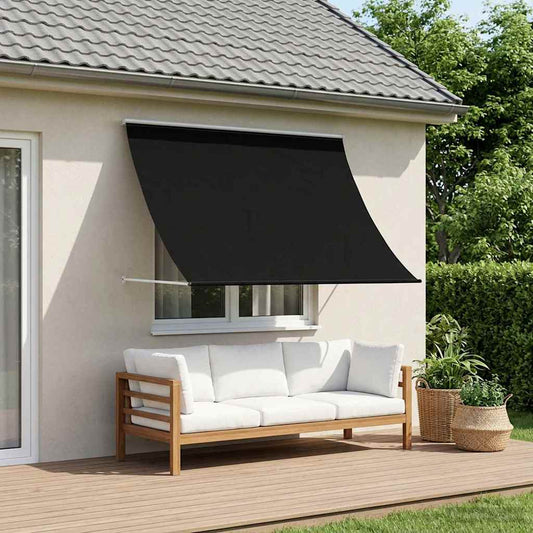 vidaXL Awning Black 400 x 150 cm 180 g / m² Polyester with PU Coated