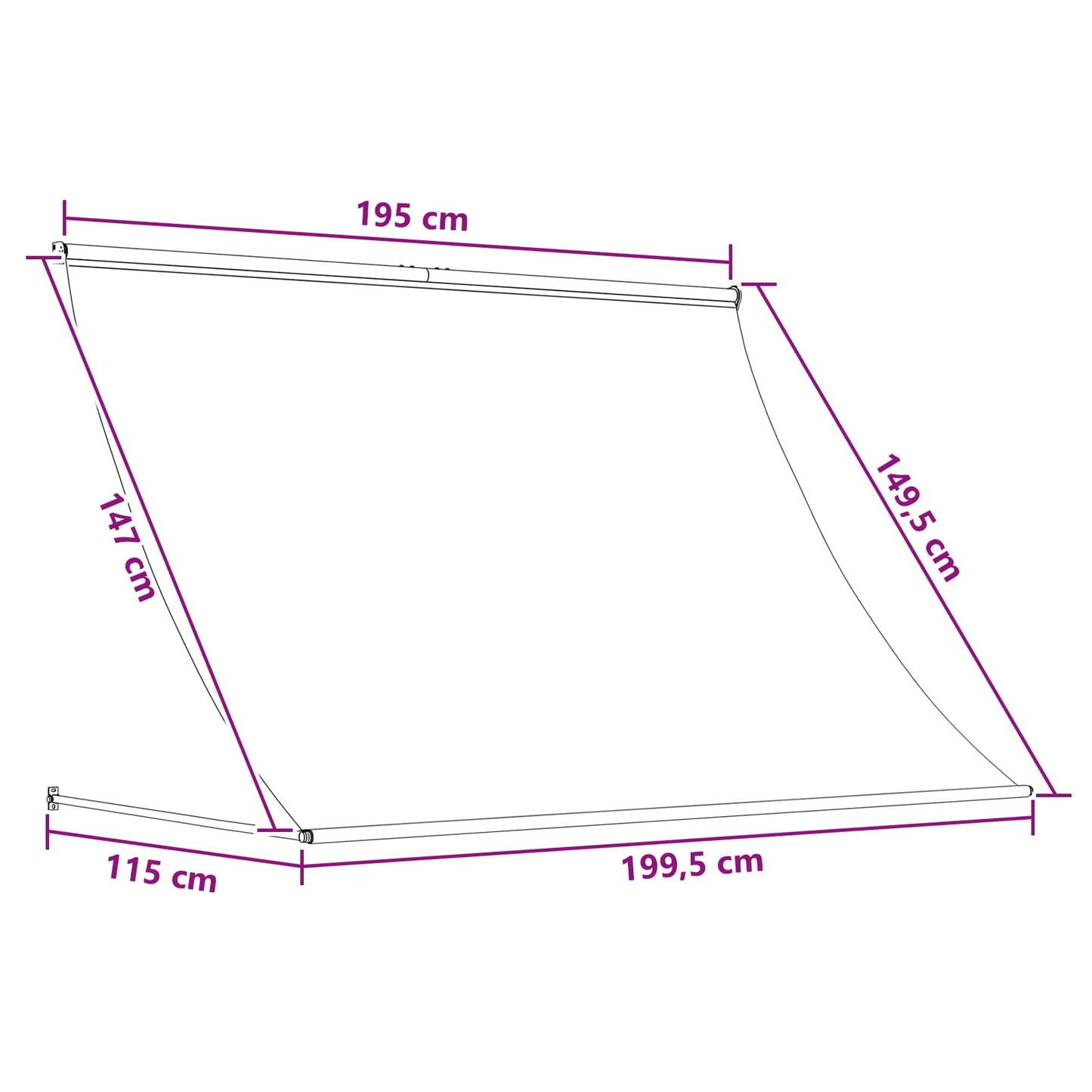 vidaXL Awning Brown 200 x 150 cm 180 g / m² Polyester with PU Coated