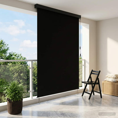 vidaXL Roller Blind Black 60 x 250 cm Fabric and Aluminum