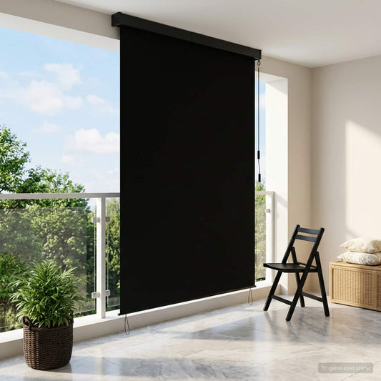 vidaXL Roller Blind Black 60 x 250 cm Fabric and Aluminum