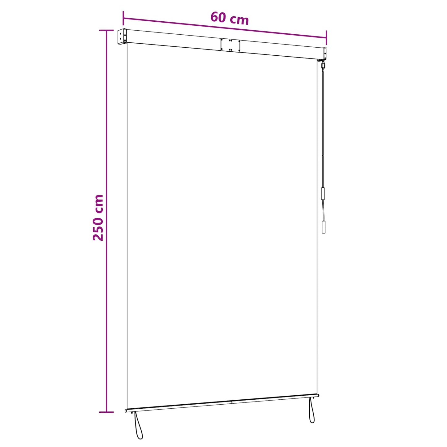 vidaXL Roller Blind Black 60 x 250 cm Fabric and Aluminum