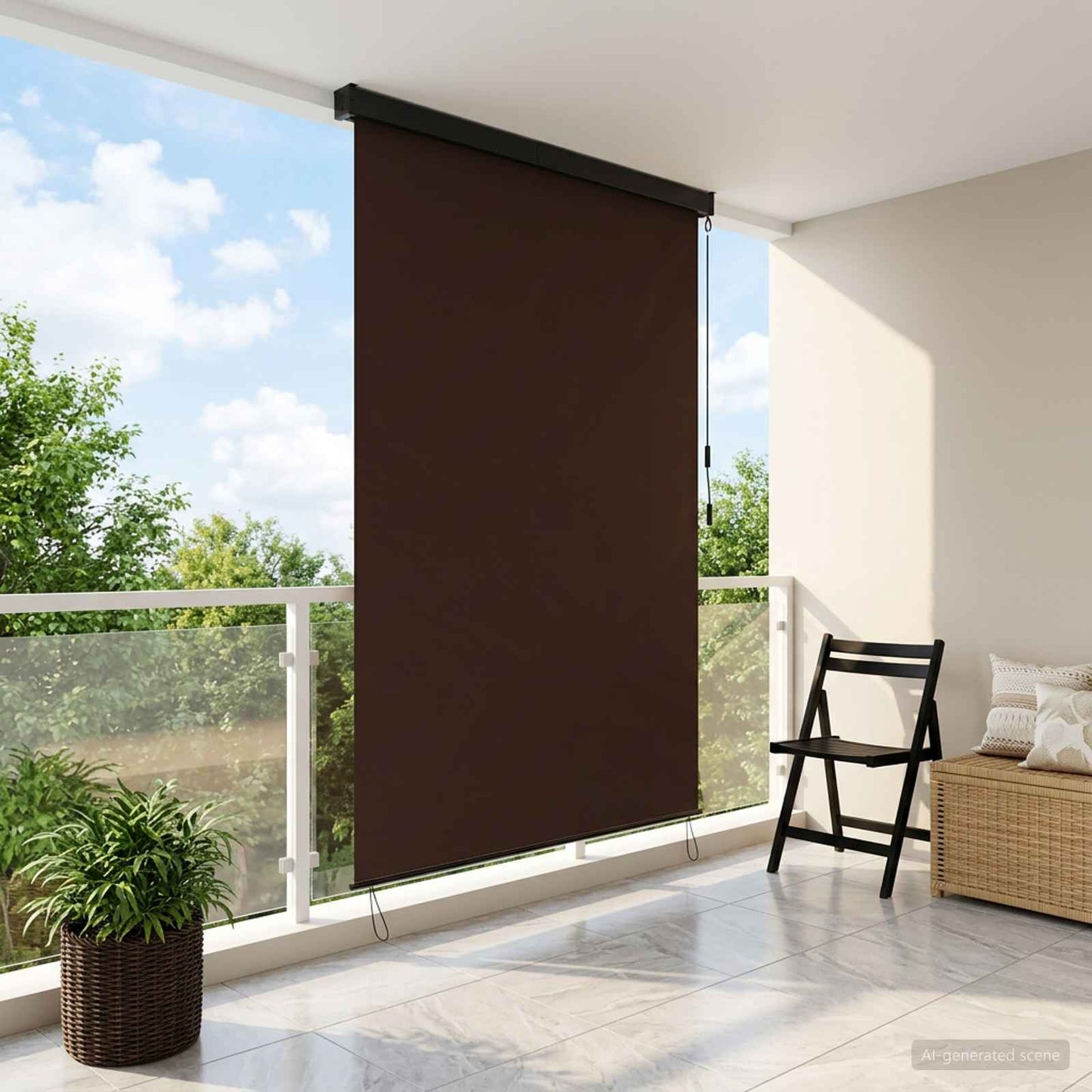 vidaXL Roller Blind Brown 60 x 250 cm Fabric and Aluminum