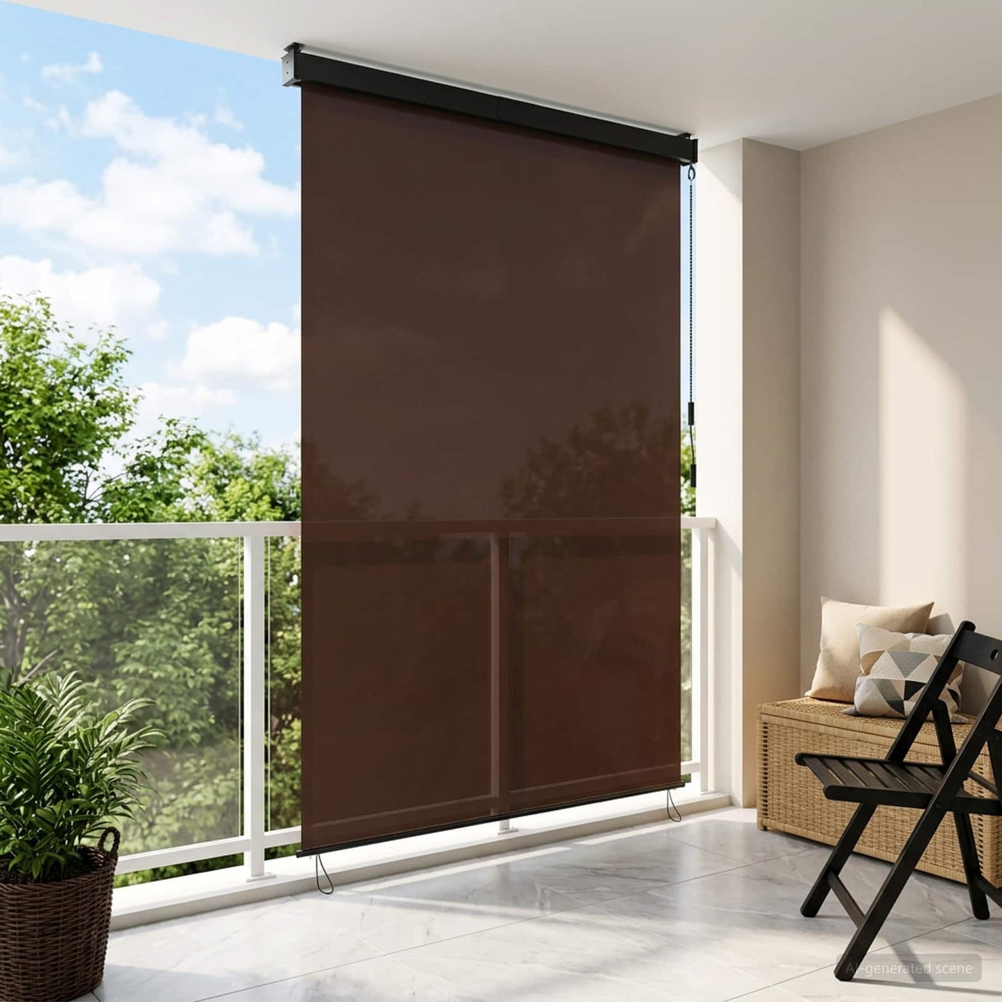 vidaXL Roller Blind Brown 80 x 250 cm Fabric and Aluminum