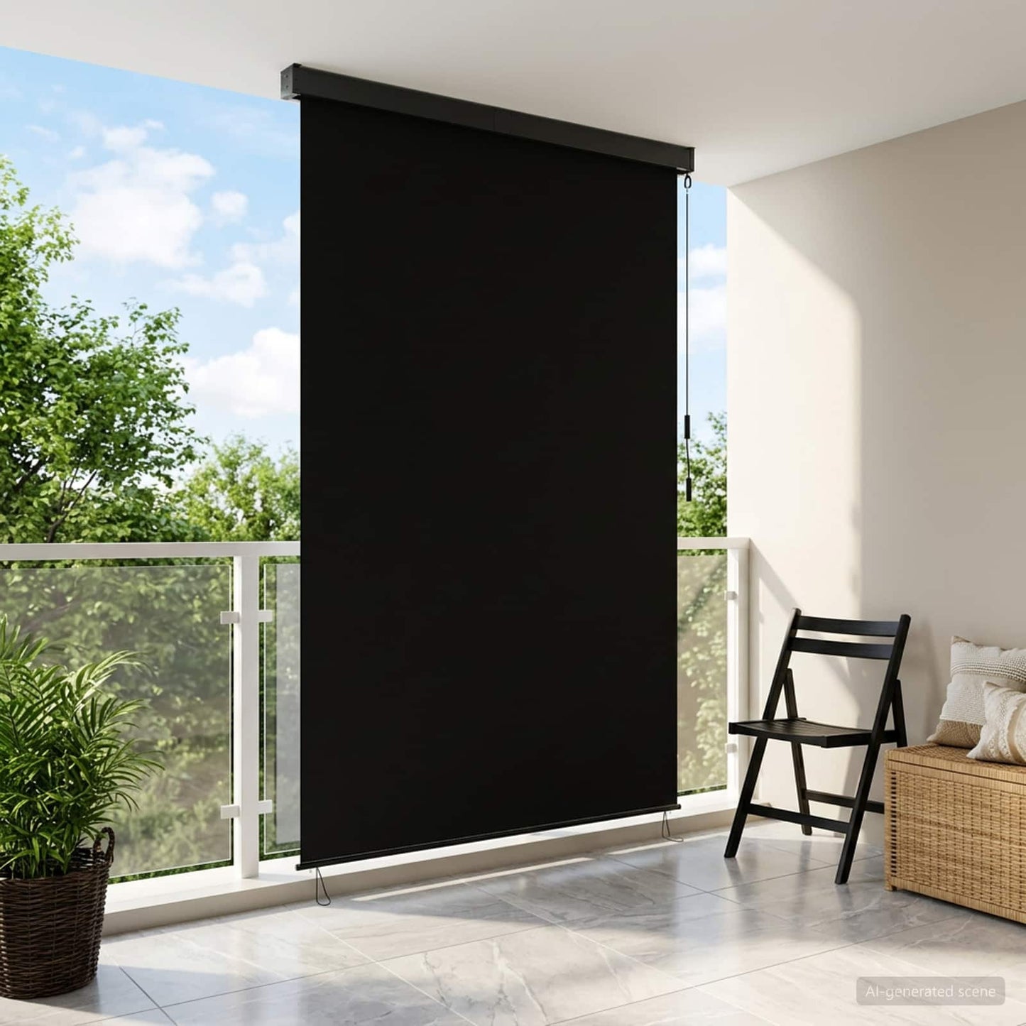 vidaXL Roller Blind Black 100 x 250 cm Fabric and Aluminum